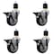 Service Caster 4'' Maroon Poly Swivel 1-7/8'' Expanding Stem Caster Set with Brake, 4PK SCC-EX20S414-PPUB-MRN-PLB-178-4 - alternate 1